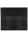 Logo Checked Leather Card Wallet Charcoal - BURBERRY - BALAAN 2