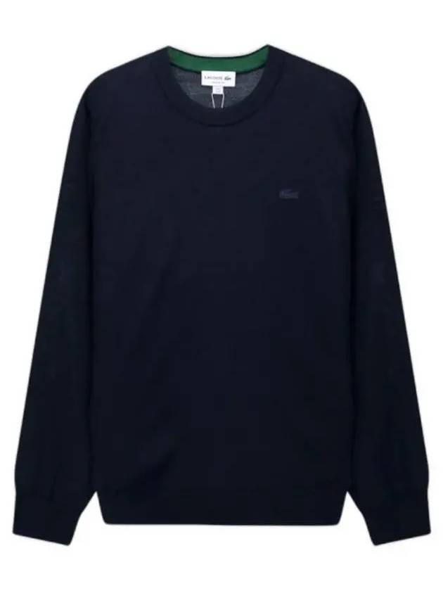 Crew Neck Merino Wool Knit Top Navy - LACOSTE - BALAAN 2