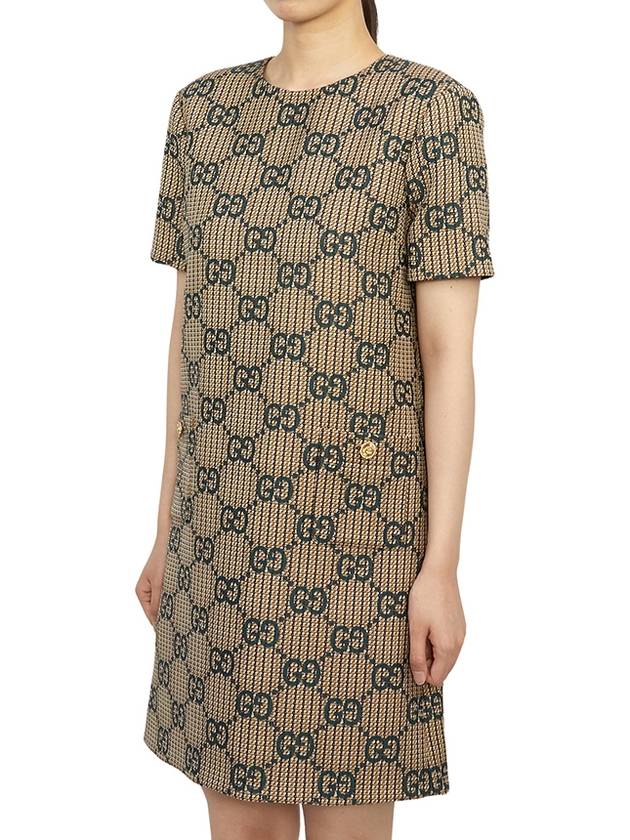 GG Wool Short Dress Green Beige - GUCCI - BALAAN 3