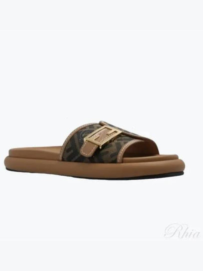 FF Baguette Slide Slippers Brown - FENDI - BALAAN 2