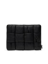 Men's Padded Document  Intrecciato Clutch Bag Black - BOTTEGA VENETA - BALAAN 1