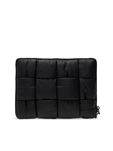 Men's Padded Document  Intrecciato Clutch Bag Black - BOTTEGA VENETA - BALAAN 1