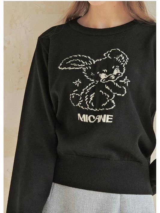 Bouncy Rabbit Wool Round Knit Black - MICANE - BALAAN 2