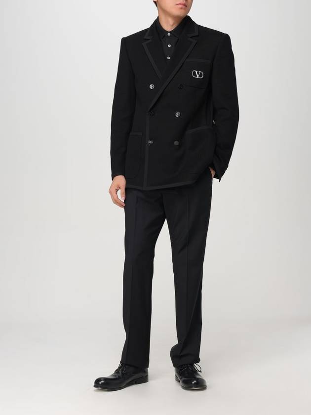 Garavani V logo double breasted jacket black - VALENTINO - BALAAN 3