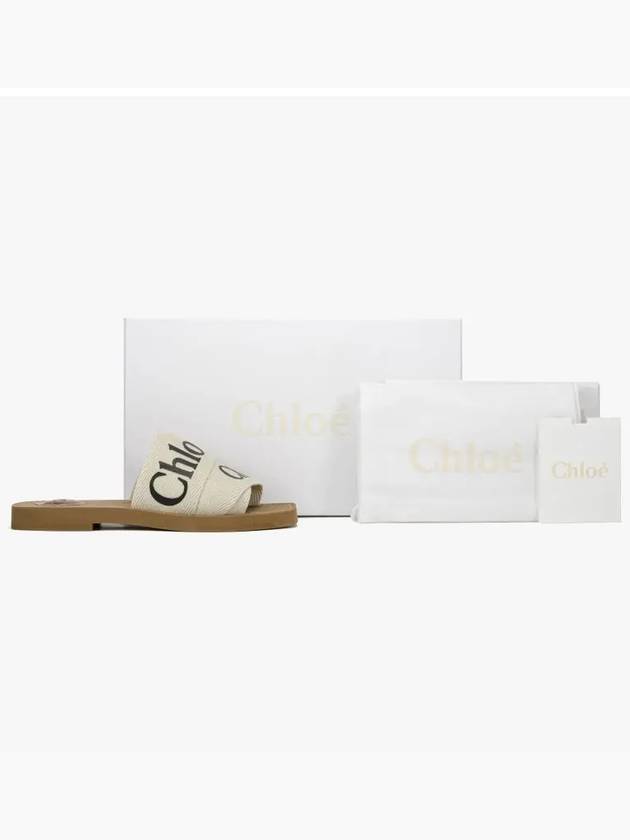 Woody Logo Flat Mule Slippers White - CHLOE - BALAAN 5