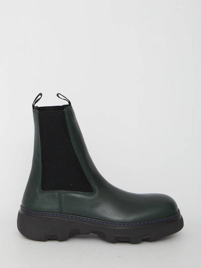 Creeper Leather Chelsea Boots Green - BURBERRY - BALAAN 2