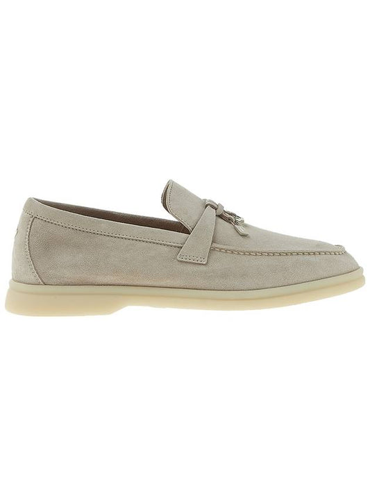 Summer Charms Walk Suede Loafers Pearl Grey - LORO PIANA - BALAAN 1