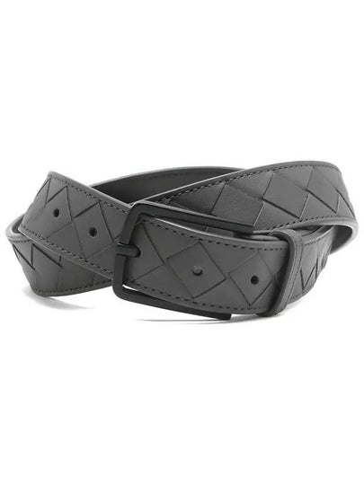 Men's Intrecciato Leather Belt Grey - BOTTEGA VENETA - BALAAN 2