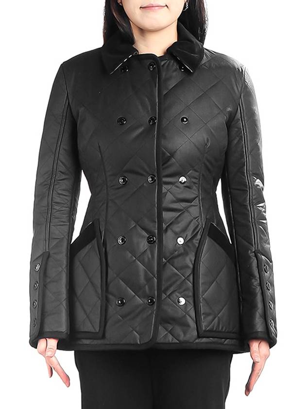 Women's Diamond Quilted Cotton Jacket Black - BURBERRY - BALAAN.