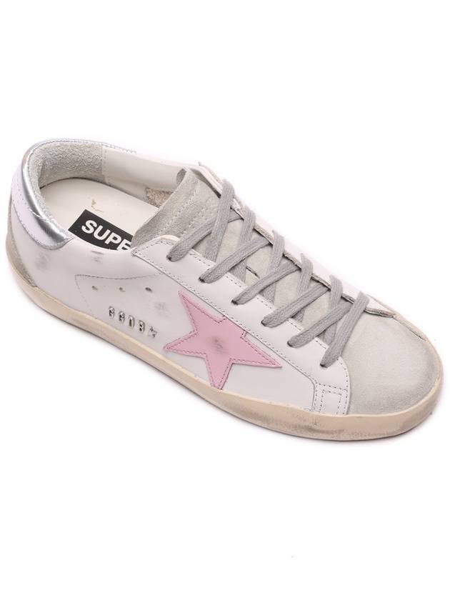 Women's Superstar Silver Heel Tab Pink Star Low Top Sneakers White - GOLDEN GOOSE - BALAAN 4