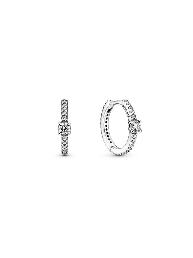 Sparkling Hoop Earrings Silver - PANDORA - BALAAN 1