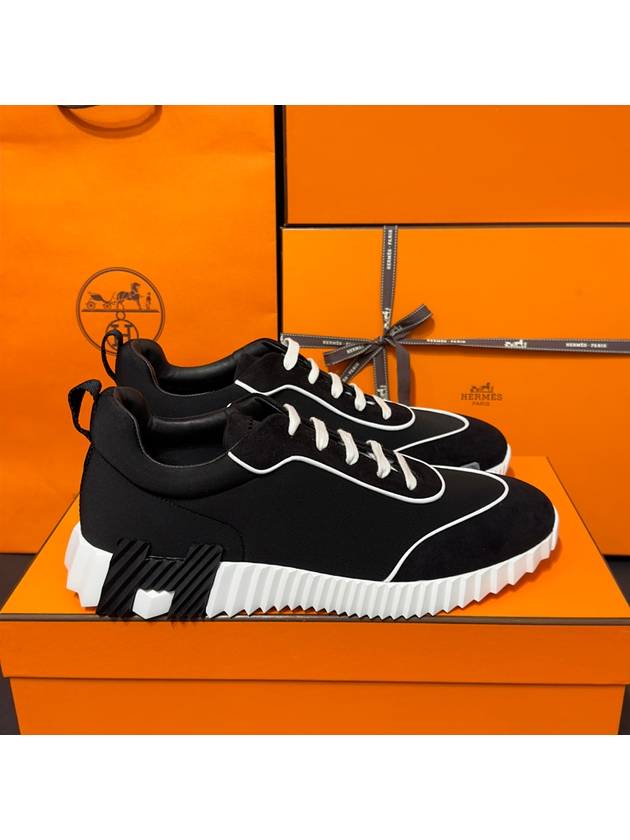 Men's Bouncing Sneakers Neoprene Black H Gray Twotone - HERMES - BALAAN 2