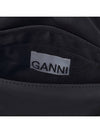 Women's KNOT Logo Gold Patch Flap Over Tote Bag Black - GANNI - BALAAN 10