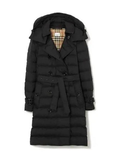 Women's Double Breasted Hooded Padded Black - BURBERRY - BALAAN 2