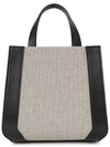 V Logo Canvas Leather Tote Bag Grey Black - VALENTINO - BALAAN 5