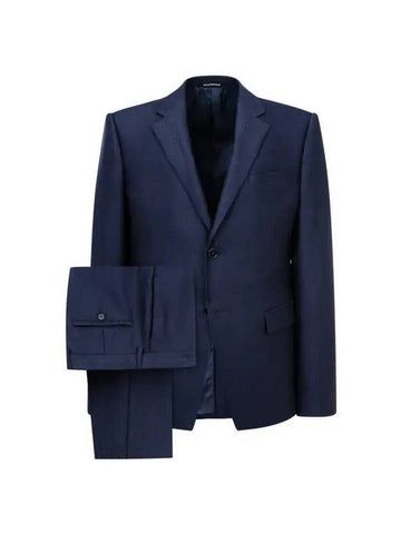 Men s Striped Tissue Wool Single Suit Navy - EMPORIO ARMANI - BALAAN 1