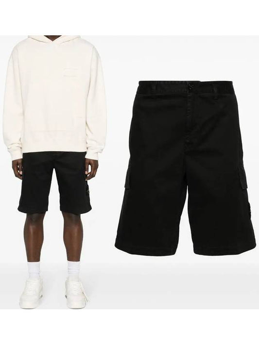 Compass Badge Cargo Shorts Black - STONE ISLAND - BALAAN 2