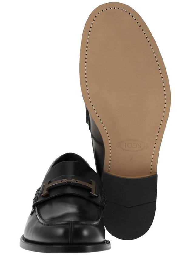 Double T Leather Loafers Black - TOD'S - BALAAN 6