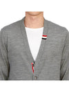 Men's Jersey Stitch V-Neck Cardigan Light Grey - THOM BROWNE - BALAAN 9