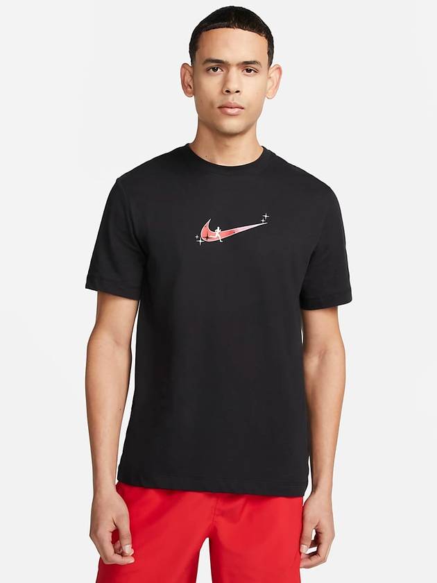 Dri Fit Logo Print Cotton Short Sleeve T-shirt Black - NIKE - BALAAN 2