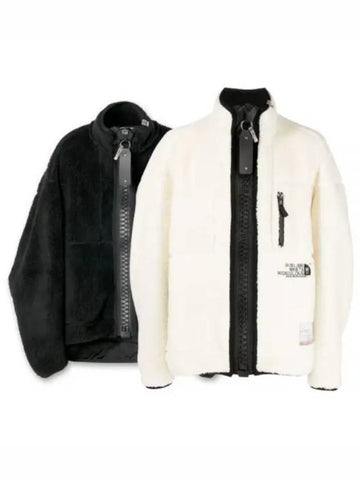 Maison Mihara Yasuhiro Black Logo Fleece Jacket White A09BL631 - MAISON MIHARA YASUHIRO - BALAAN 1