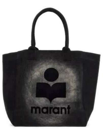 Women's Yenky Flocked Logo Tote Bag Black - ISABEL MARANT - BALAAN 2