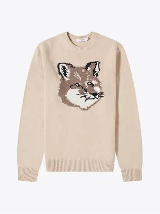 Men's Big Fox Head Classic Pullover Knit Top Beige - MAISON KITSUNE - BALAAN 2