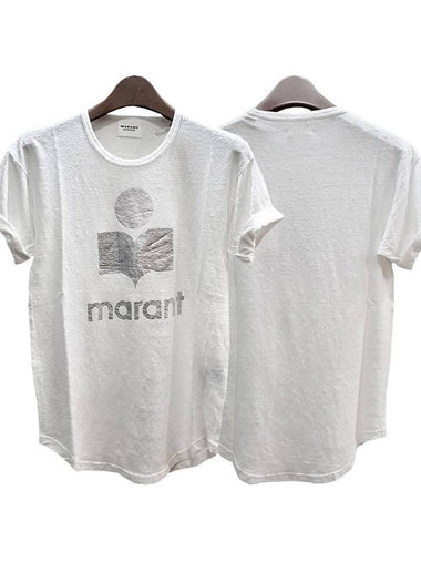 KOLDI Linen Silver Logo Short Sleeve T-Shirt White TS0004FA A1N10E 20WH - ISABEL MARANT ETOILE - BALAAN 1