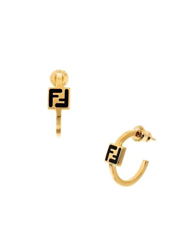 Forever Logo Earrings Gold Black - FENDI - BALAAN 2