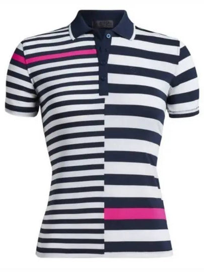 Women's Bold Stripe Golf PK Shirt White Navy - G/FORE - BALAAN 2