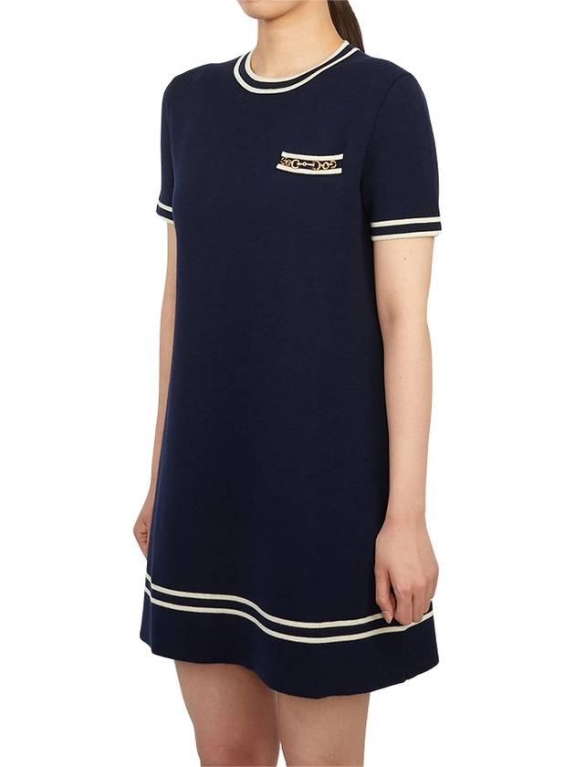 Gucci Horsebit Wool Short Dress Blue - GUCCI - BALAAN 3