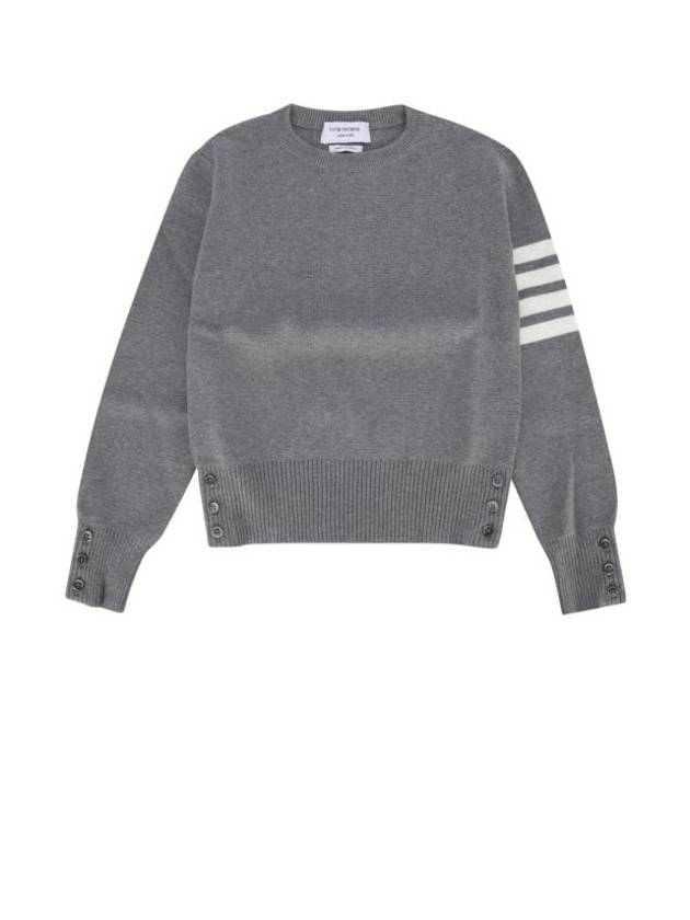 Kids Milano Stitch Crew Neck Knit Top Grey - THOM BROWNE - BALAAN 1