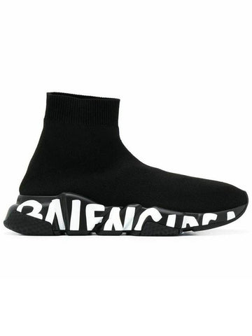 Speedrunner Graffiti Logo Sole High Top Sneakers Black White - BALENCIAGA - BALAAN 1