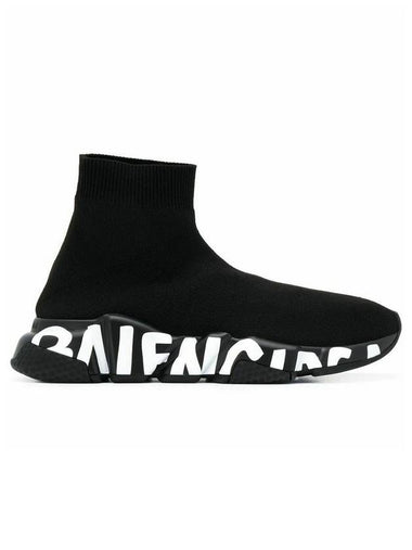 Speedrunner Graffiti Logo Sole High Top Sneakers Black White - BALENCIAGA - BALAAN 1