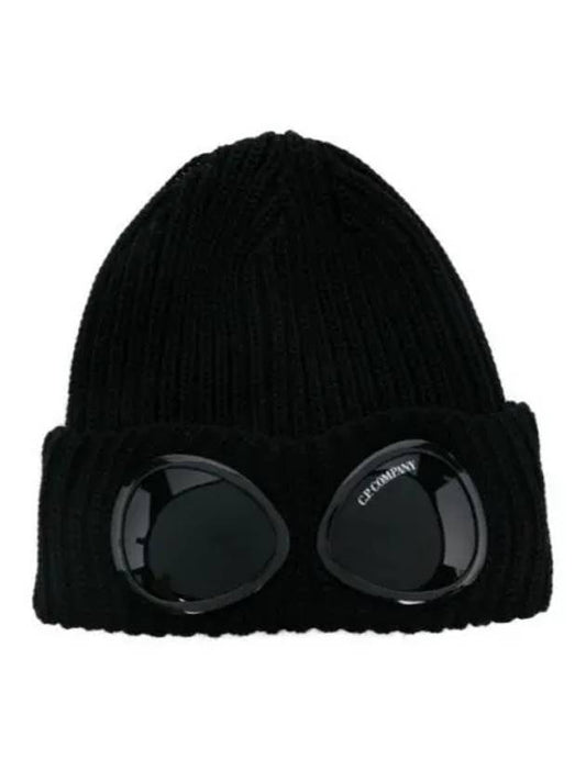 Extra Fine Merino Wool Goggle Beanie Black - CP COMPANY - BALAAN 2