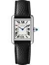 Small Quartz Steel Calfskin Tank Must Watch Black - CARTIER - BALAAN 1