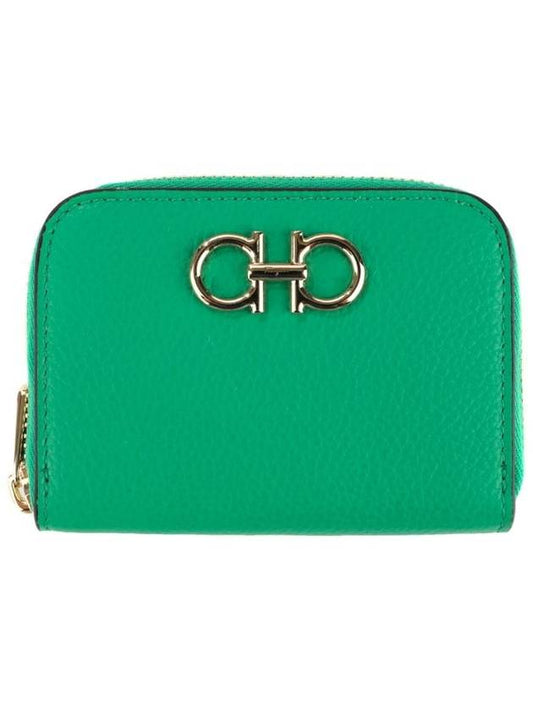 Women's Gancini Logo Zipper Card Wallet Green - SALVATORE FERRAGAMO - BALAAN 2