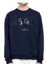 Milano Brushed Logo Print Cotton Sweatshirt Navy - MSGM - BALAAN 3