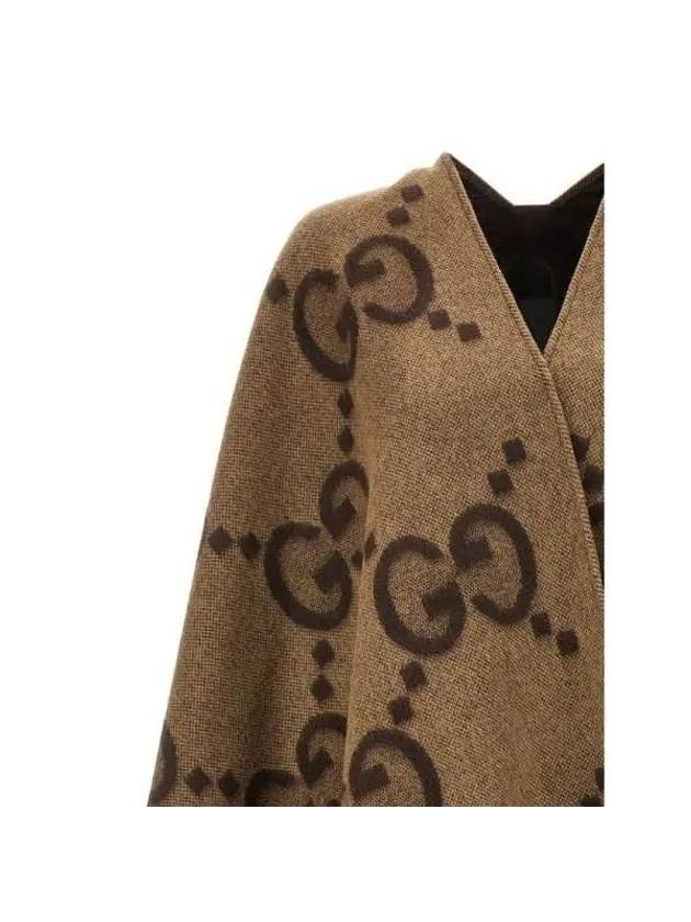 Reversible Jumbo GG Cashmere Cape Brown - GUCCI - BALAAN 4