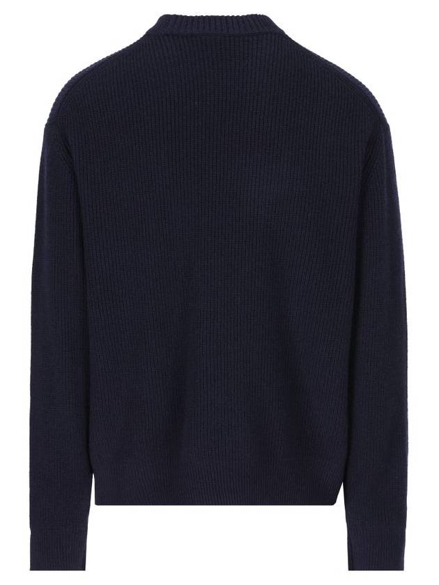 Bold Fox Head Patch Comfort Ribbed Knit Top Navy - MAISON KITSUNE - BALAAN 3