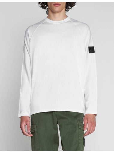 22FW Shadow Waffen Long Sleeve Knit Sweater White 77195061S - STONE ISLAND - BALAAN 1