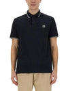 Stretch Cotton Pique Short Sleeve Polo Shirt Navy - STONE ISLAND - BALAAN 3