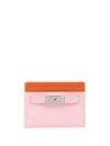 Polished Leather T Card Wallet Pink - TORY BURCH - BALAAN 1