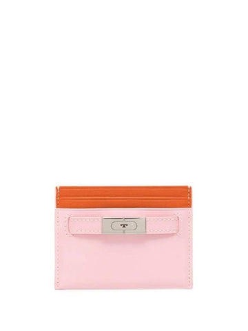 Polished Leather T Card Wallet Pink - TORY BURCH - BALAAN 1