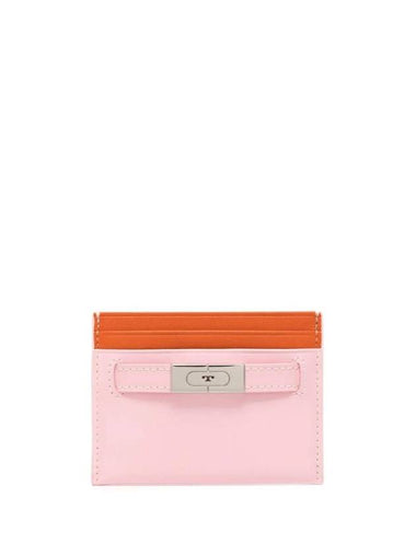 Polished Leather T Card Wallet Pink - TORY BURCH - BALAAN 1