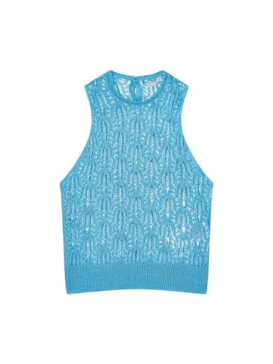 Stitched mesh knit top blue - STELLA MCCARTNEY - BALAAN 1