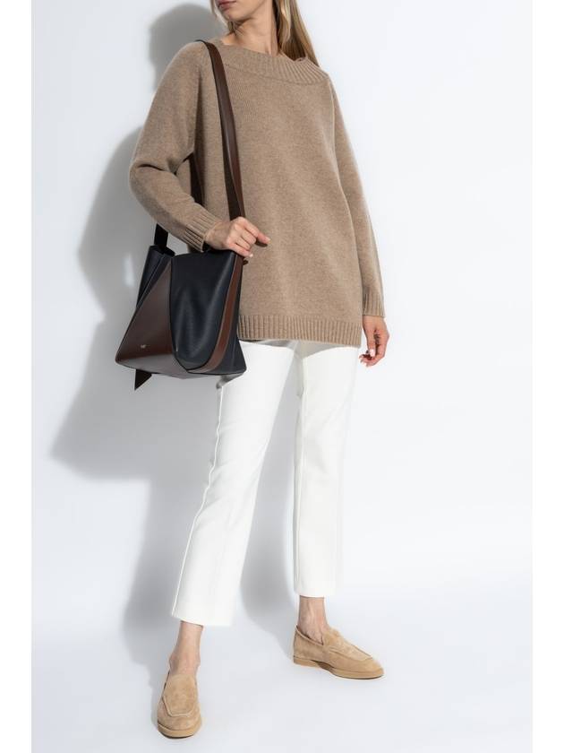 Max Mara Latham s off the shoulder wool cashmere knit top hazelnut brown - MAX MARA - BALAAN 3