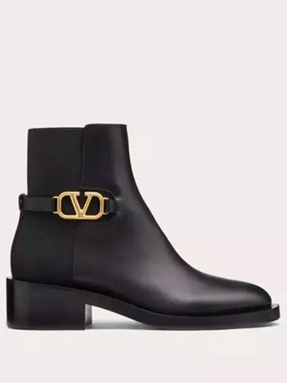 V Logo Signature Round Toe Middle Boots Black - VALENTINO - BALAAN 2