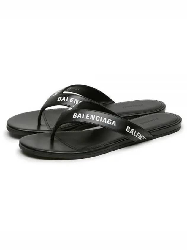 All Over Logo Round Flip Flops Black - BALENCIAGA - BALAAN 2