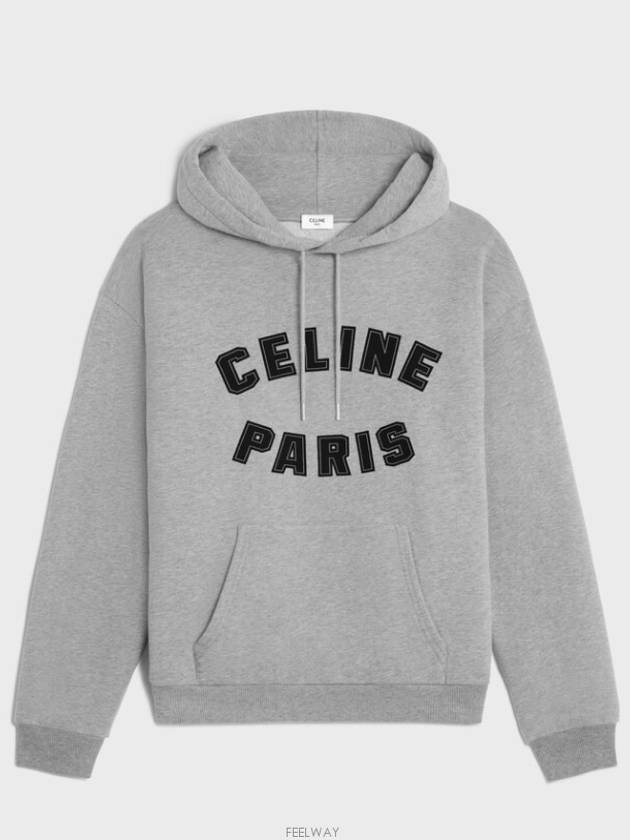 Paris Print Cotton Fleece Hoodie Grey Melange - CELINE - BALAAN 2